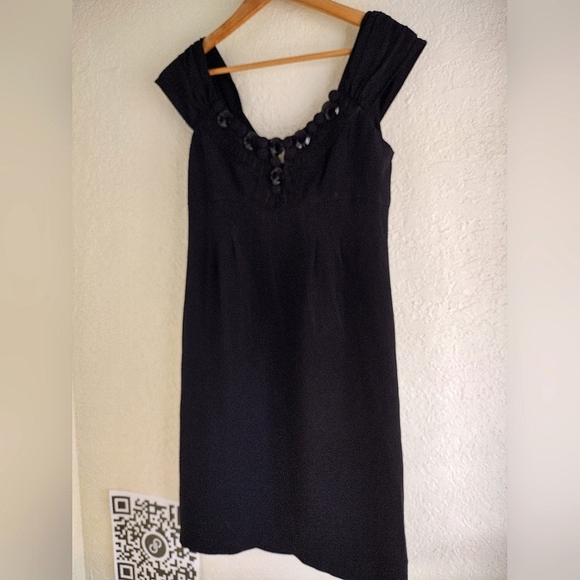 Nanette Lepore Black Silk Midi Dress With Embellishments - Picture 3 of 5